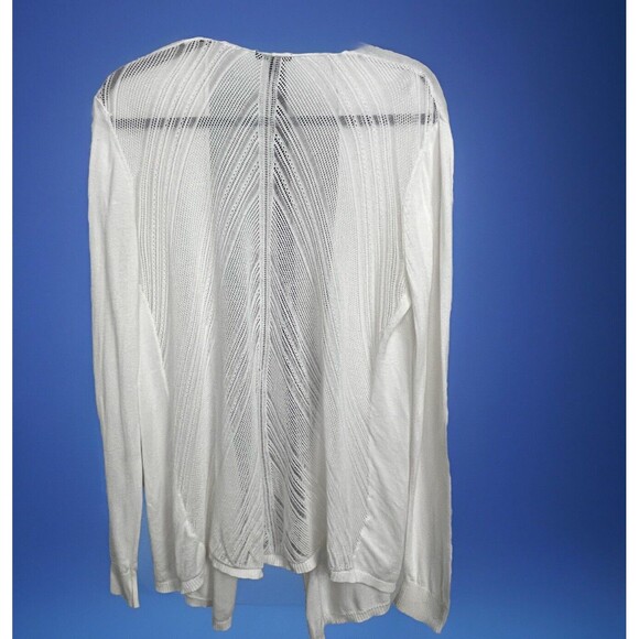 Apt‎ 9 Cardigan Sweater Draping Open Front Crochet Back Lightweight White Small - Picture 3 of 5